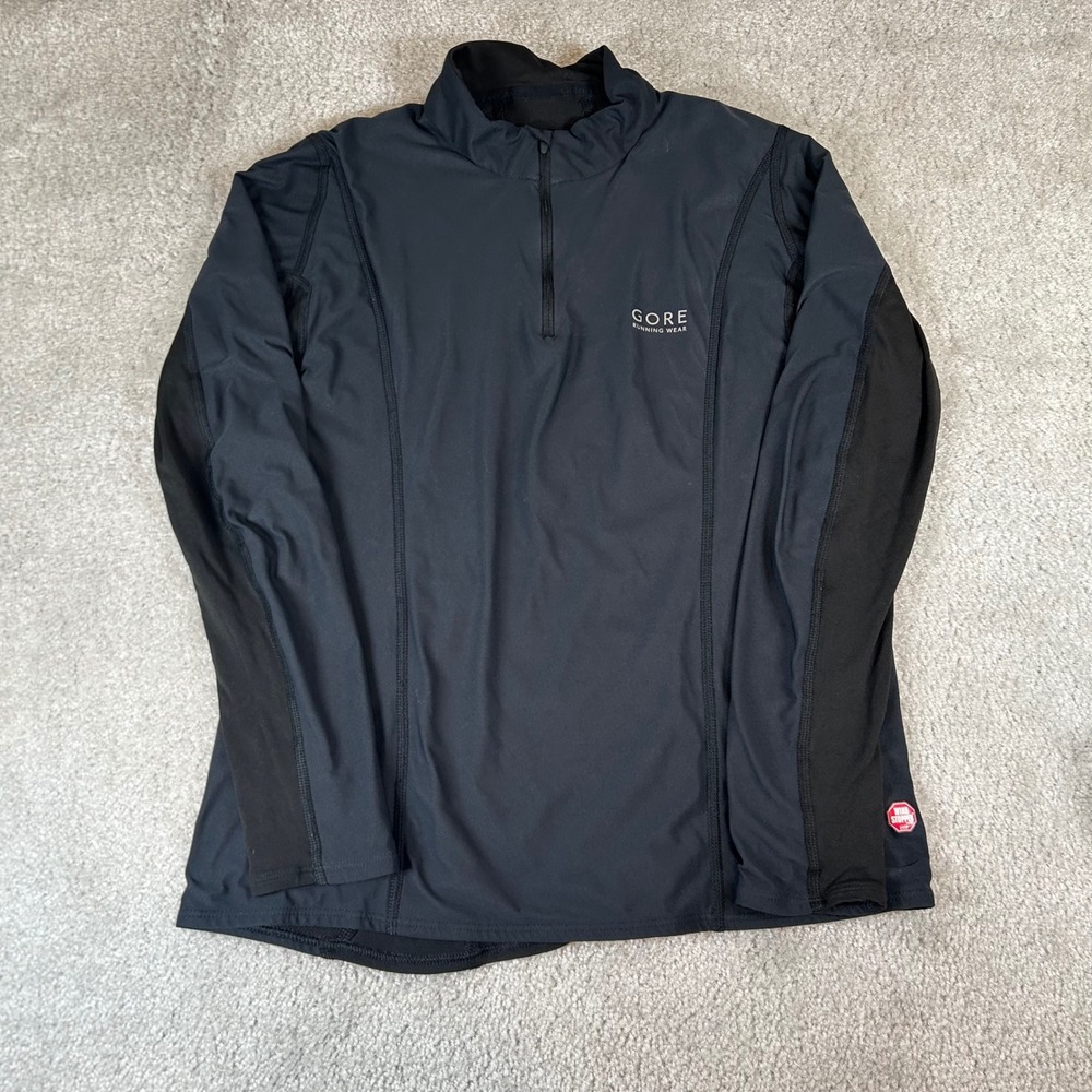 Gore Running Wear Pullover Women Large Black Windstopper Quarter Zip Long Sleeve